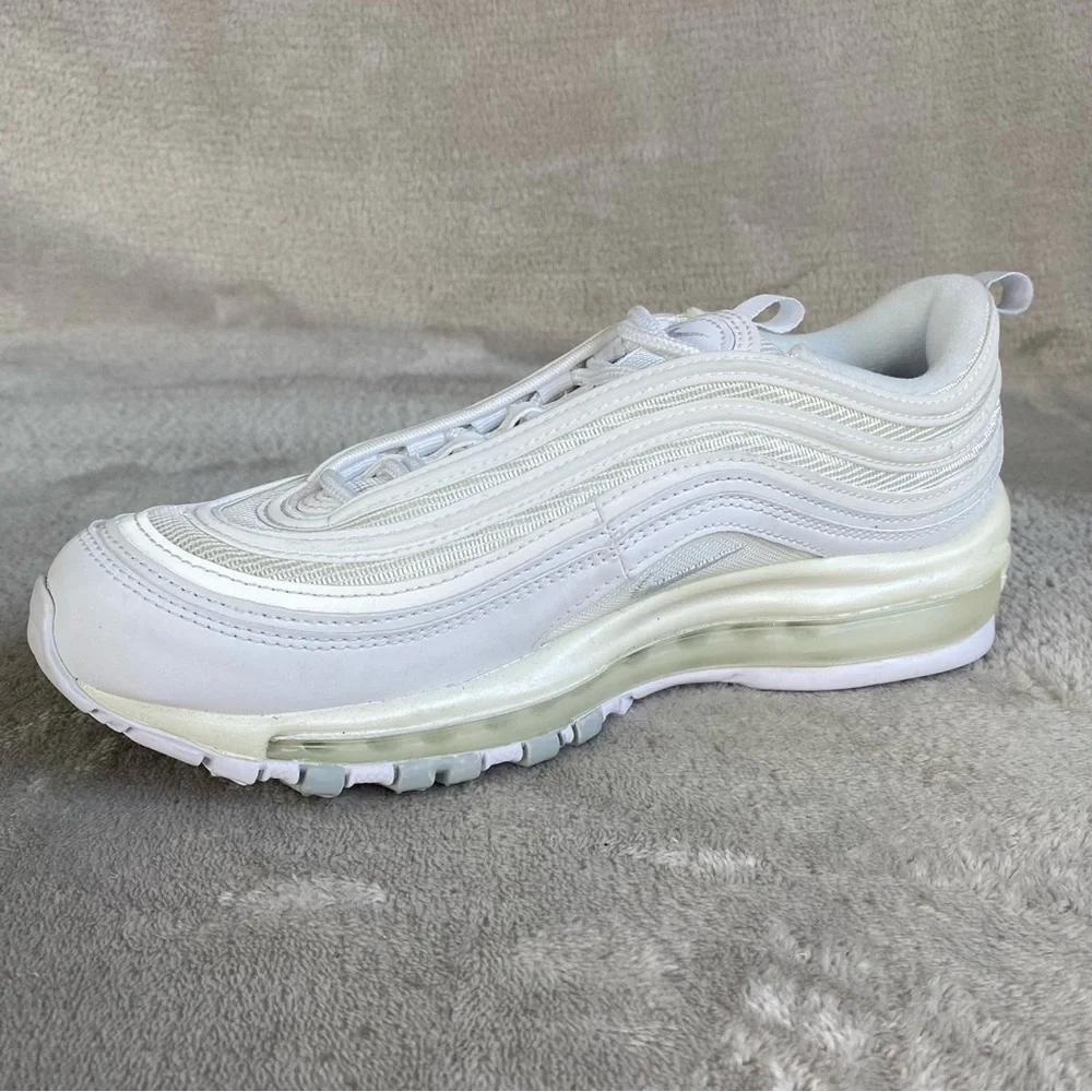 Nike Air Max 97 Women's Sneakers Shoes Size 7.5 Triple White Leather NEW - Picture 6 of 10